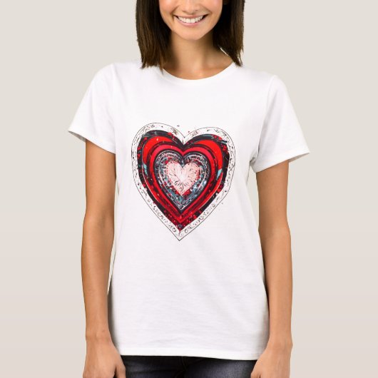 T-shirt Conception Abstraite du coeur rouge (Devant)