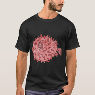 T-shirt Conception aquarelle de poisson-globe rouge doux