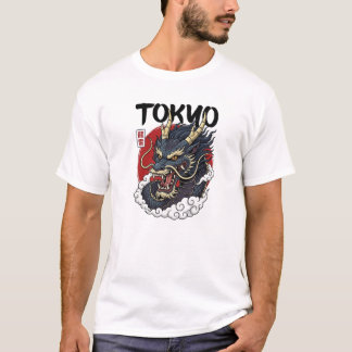 T-shirt Conception artistique de dragon mythique japonais