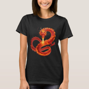 T-shirt Conception artistique de fantasy de dragon de feu,