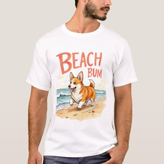 T-shirt Conception audacieuse de Corgi Beach Bum (Devant)