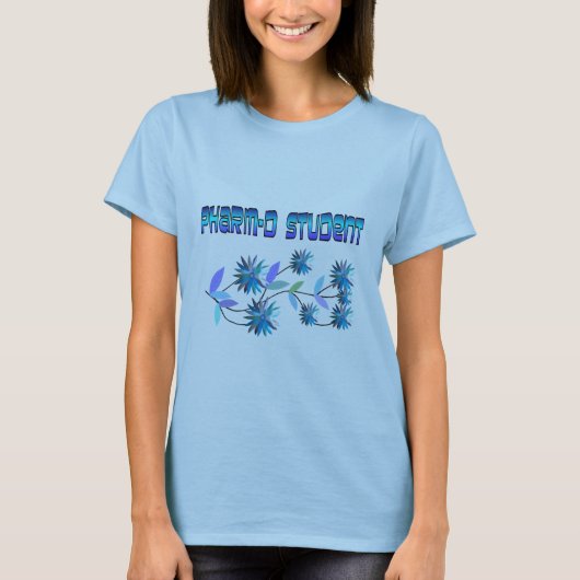 T-shirt Conception bleue de fleurs d'étudiant de Pharm D (Devant)