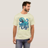 T-shirt Conception brillante octopus bleu marine (Devant entier)