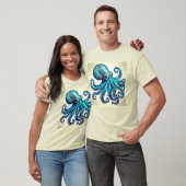 T-shirt Conception brillante octopus bleu marine (Unisexe)