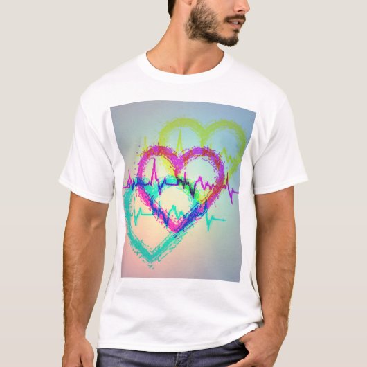 T-shirt Conception cardiaque colorée Abstraite (Devant)