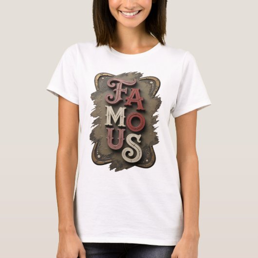 T-shirt Conception célèbre FAMOUS argentée neuve (Devant)