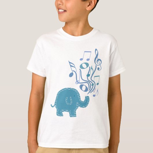 T-shirt conception chanceuse d'éléphant de notes musicales (Devant)