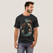 T-shirt Conception Charmante de Poisson Koi en Flux Contin (Devant entier)