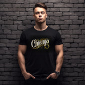 T-shirt Conception Chicago Or et Blanc