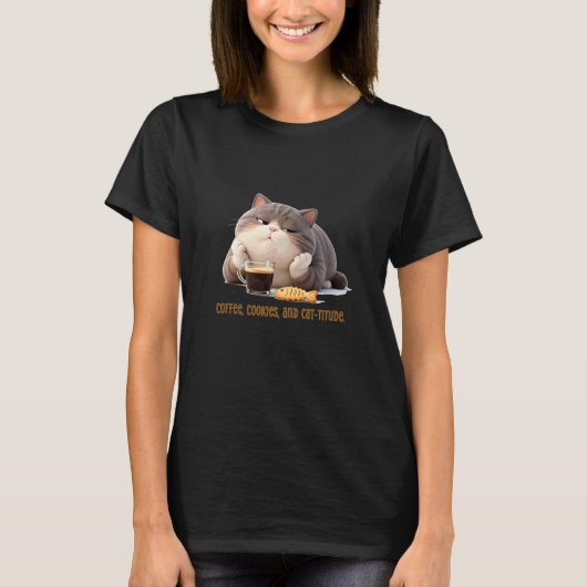 T-shirt Conception cosy de café, cookie et attitude de cha (Devant)