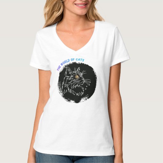 T-shirt Conception d'amour de chat coupé (Devant)