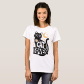 T-shirt Conception d'amour de chat noir de magie céleste (Devant entier)