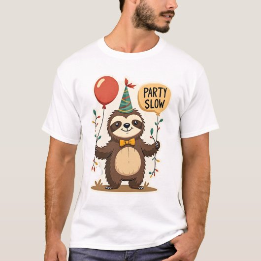 T-shirt Conception d'animal de fête rétro de paresseux d'a (Devant)