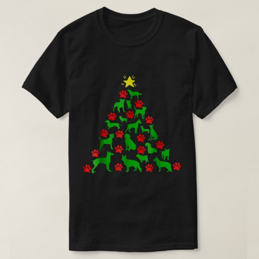 T-shirt Conception d'arbre de Noël empreinte de patte de c (Design devant)