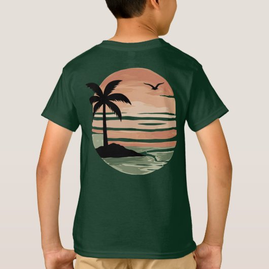 T-shirt Conception d'arbre de palmier de coucher de soleil (Dos)