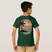T-shirt Conception d'arbre de palmier de coucher de soleil (Dos entier)