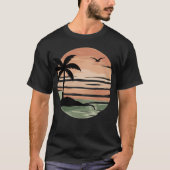 T-shirt Conception d'arbre de palmier de coucher de soleil (Devant)