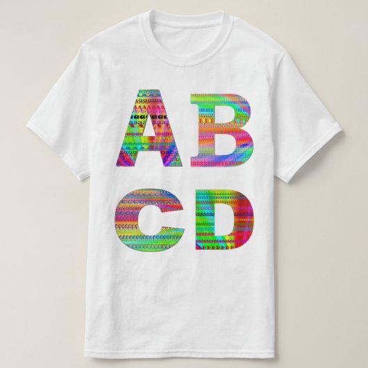 T-shirt Conception d'arc-en-ciel des lettres ABCD (Design devant)