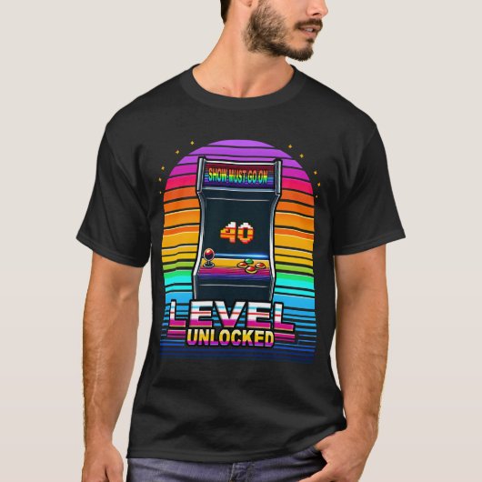 T-shirt Conception d'arcade rétro déverrouillée de niveau  (Devant)
