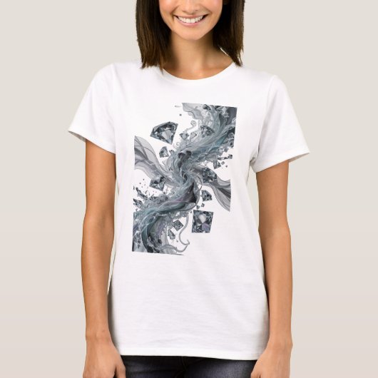 T-shirt Conception d'art abstrait argenté chic (Devant)