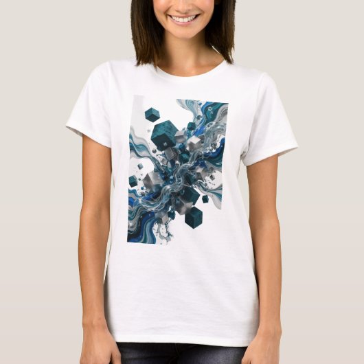T-shirt Conception d'art abstrait argenté iconique (Devant)