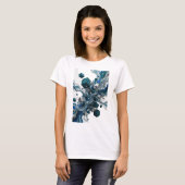 T-shirt Conception d'art abstrait argenté iconique (Devant entier)