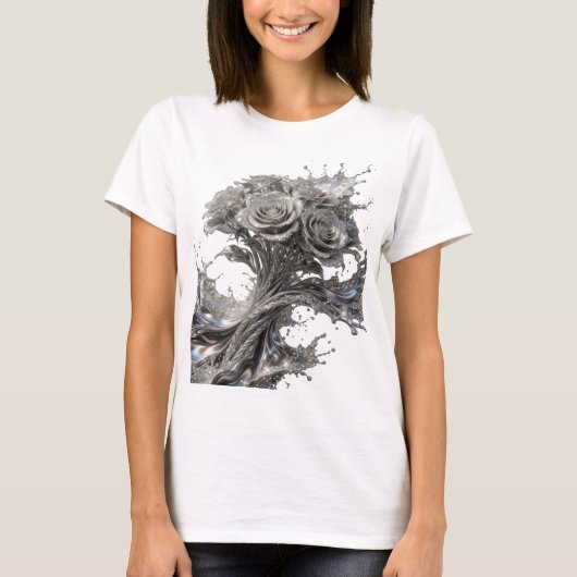 T-shirt Conception d'art abstrait argentée frappante v2 (Devant)