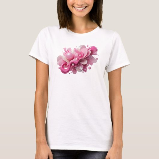 T-shirt Conception d'art abstrait rose iconique (Devant)