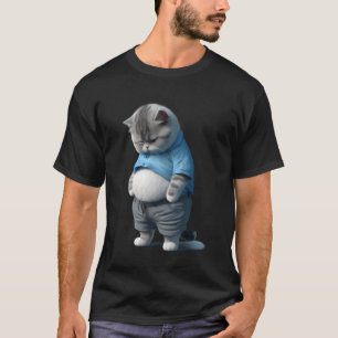 T-shirt Conception d'art de chat triste gros drôle pour am