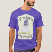 T-shirt Conception d'art de dessin animé de chat de lectur (Devant)