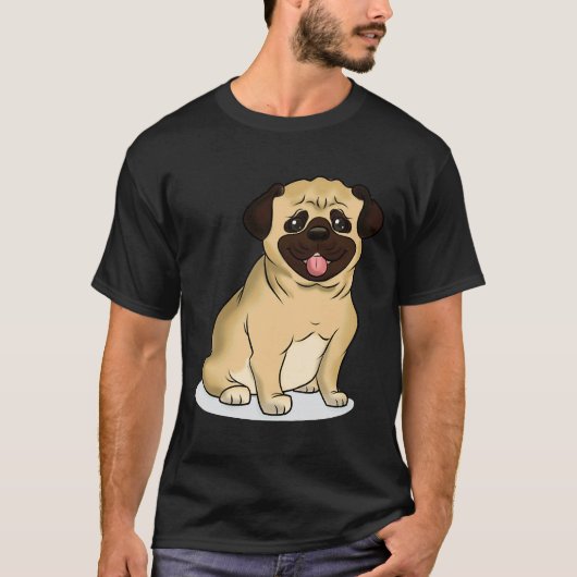 T-shirt Conception d'autocollant de Pug mignon Classique 8 (Devant)