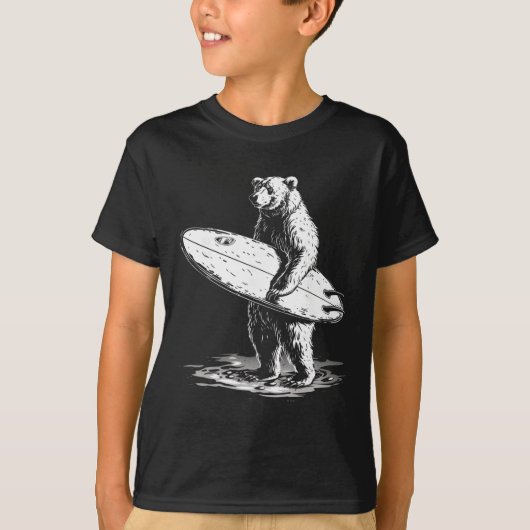 T-shirt Conception d'aventure de plage cool d'ours de surf (Devant)