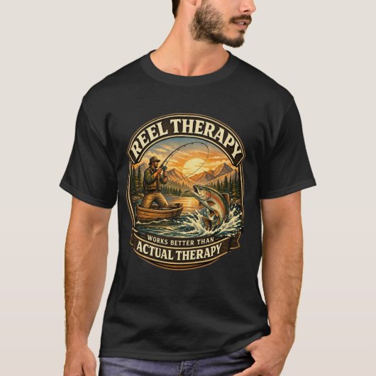 T-shirt Conception de badge de pêche vintage (Devant)