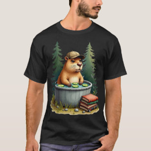 T-shirt Conception de baignoire à remous de camping de cap
