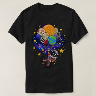 T-shirt Conception de ballon de planète d'astronaute migno