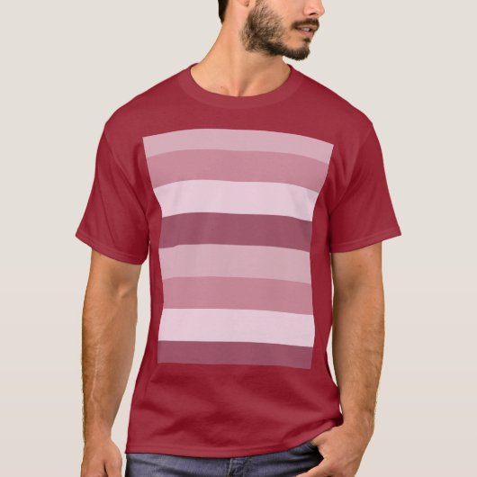 T-shirt Conception de bandes de tons de couleur rose (Devant)