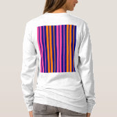 T-shirt Conception de bandes verticales orange bleu rose (Dos)