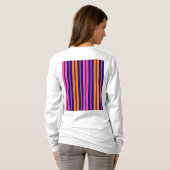T-shirt Conception de bandes verticales orange bleu rose (Dos entier)