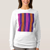 T-shirt Conception de bandes verticales orange bleu rose (Devant)