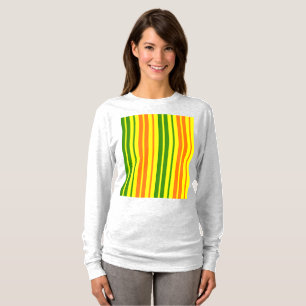 T-shirt Conception de bandes verticales orange jaune vert