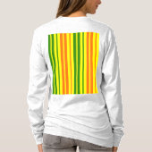 T-shirt Conception de bandes verticales orange jaune vert  (Dos)