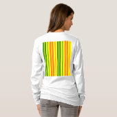 T-shirt Conception de bandes verticales orange jaune vert  (Dos entier)