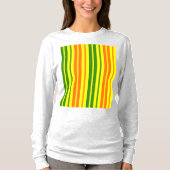 T-shirt Conception de bandes verticales orange jaune vert  (Devant)