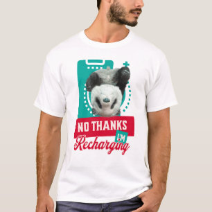 T-shirt Conception de Batterie Sociale de Panda en Épuisem