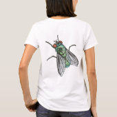 T-shirt Conception de broderie de machine de mouche verte (Dos)