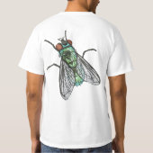T-shirt Conception de broderie de machine de mouche verte (Dos)