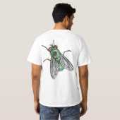 T-shirt Conception de broderie de machine de mouche verte (Dos entier)