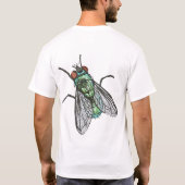 T-shirt Conception de broderie de machine de mouche verte (Dos)