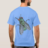 T-shirt Conception de broderie de machine de mouche verte  (Dos)