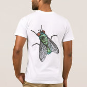 T-shirt Conception de broderie de machine de mouche verte (Dos)
